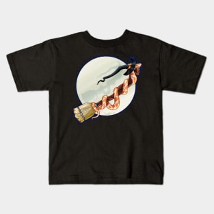 Serpent Witch on a Broomstick Kids T-Shirt